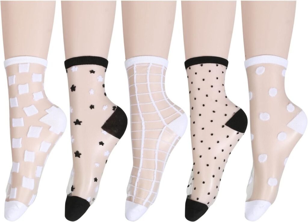 Benefeet Sox Women Girl Mesh Sheer Crew Sock Silk Lace Fishnet Ultra Thin Tulle Ankle See Through Novelty Valentine Gift Sock