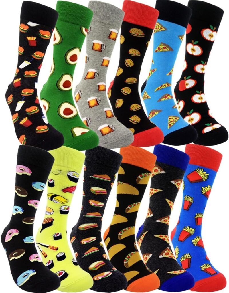 HSELL Mens Funny Pattern Dress Socks Crazy Design Cotton Socks Novelty Gifts for Men