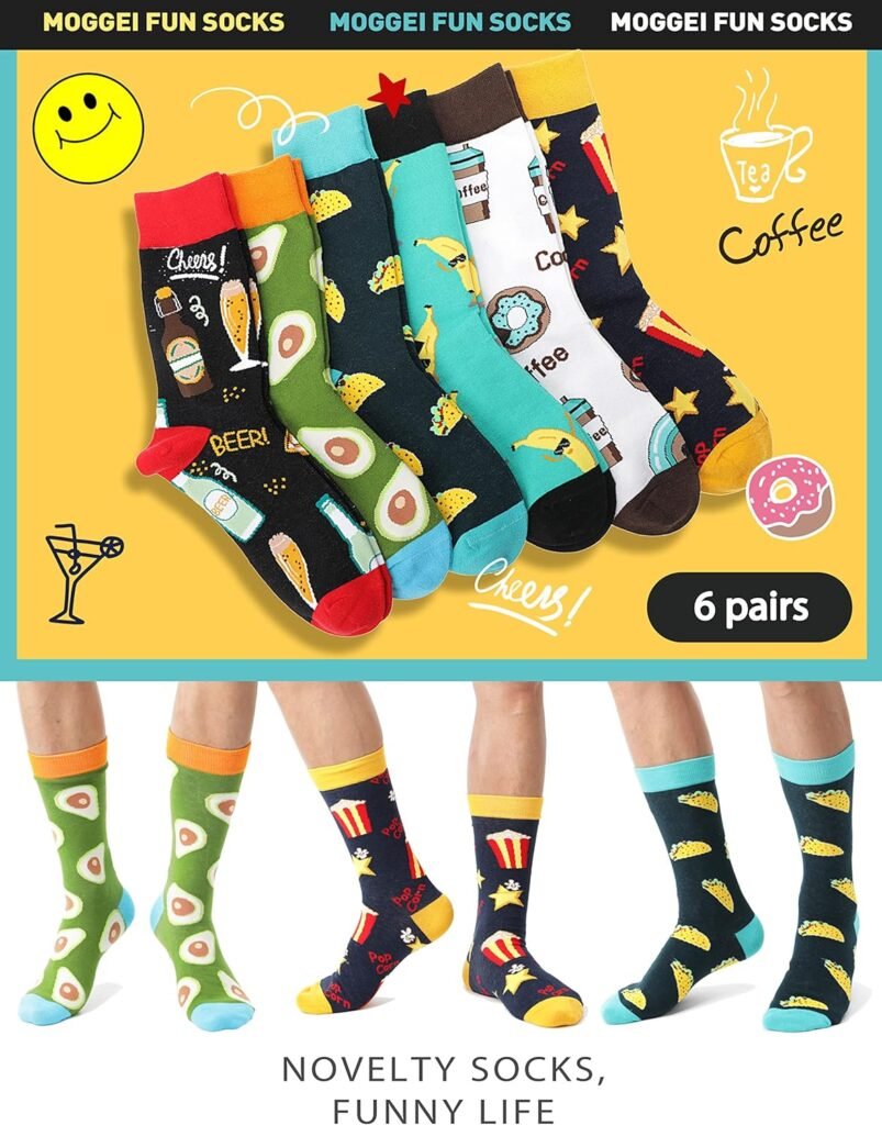 MOGGEI Funny Socks for Men Women Fun Cozy Crazy Novelty Fashion Breathable Printed Cotton Boot Socks