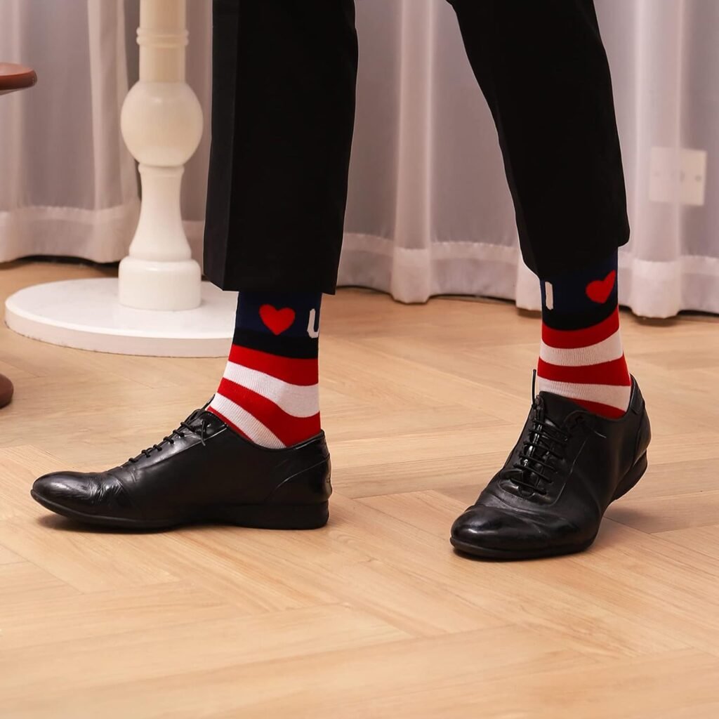 ZXGXLAW American USA Flag Socks Funny Men Women 4th July Middle Star And Stripe Patriotic Freedom Day Gifts