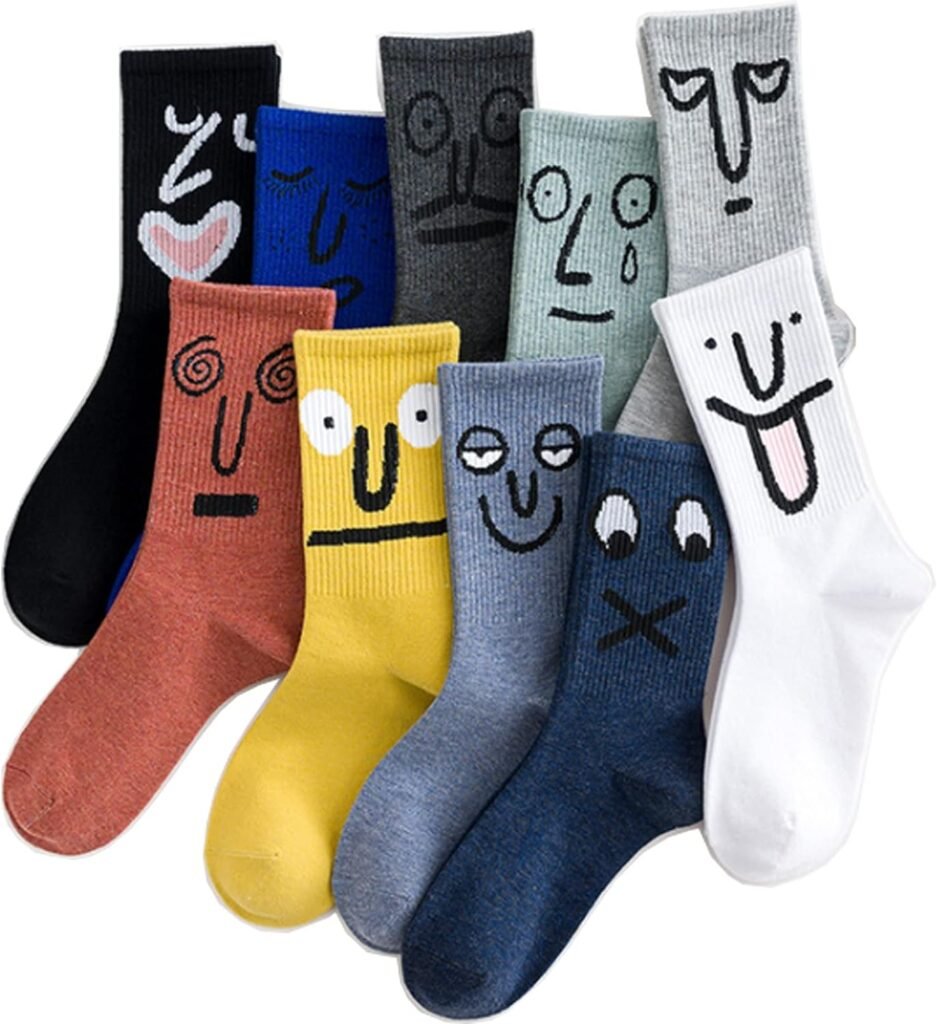 Funny socks Novelty Cute Cool Colorful Cotton socks for Women and Men Cozy Gifts,10 pairs set