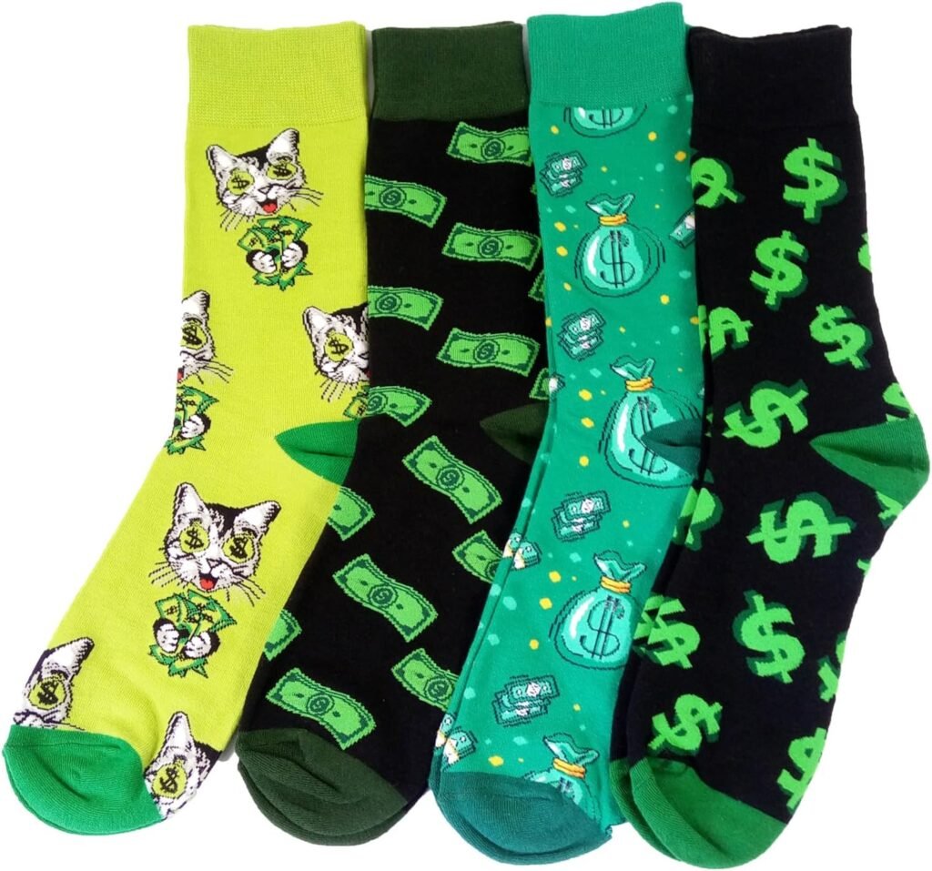HSELL Mens Funny Patterned Dress Socks Novelty Crazy Design Cotton Socks Gift for Him