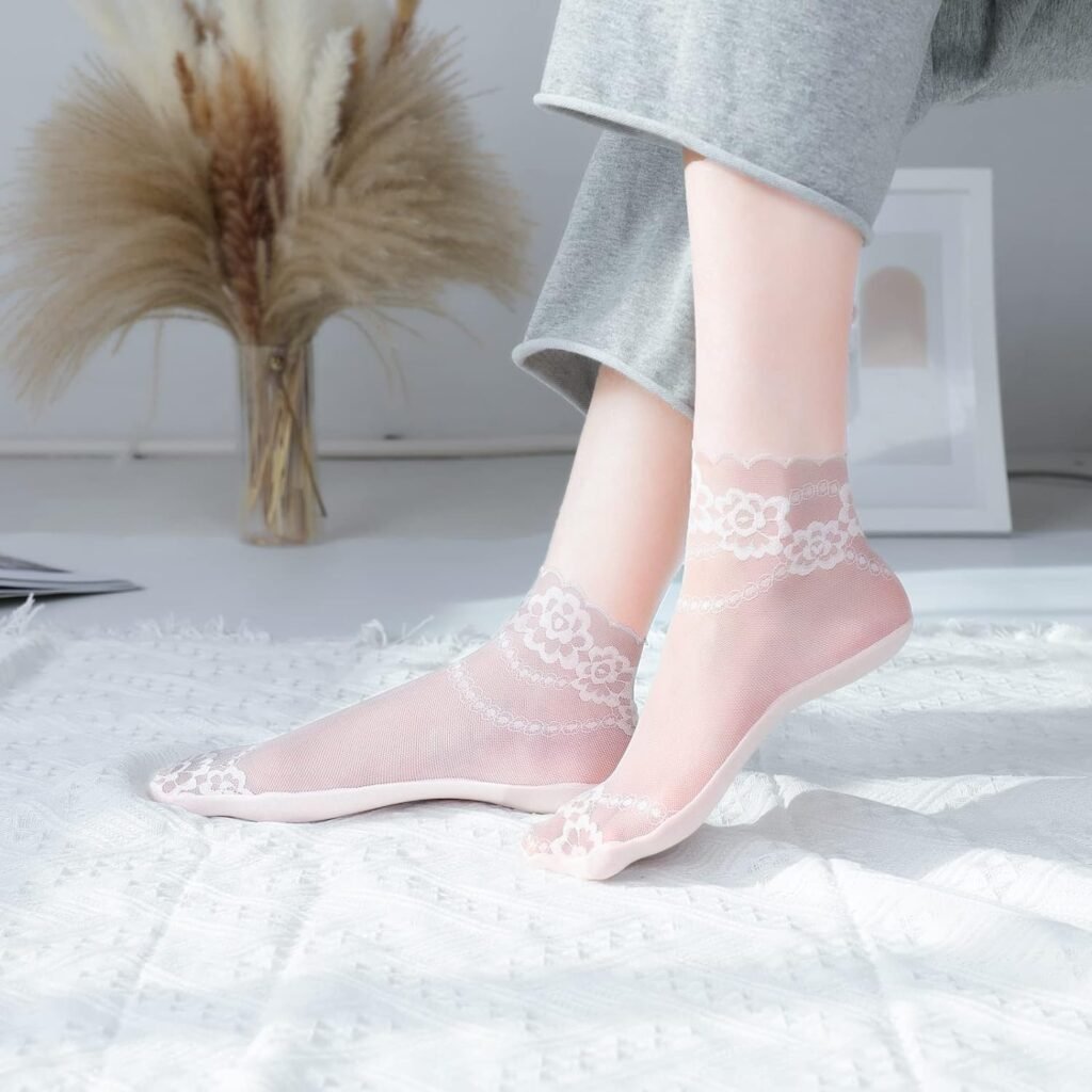 Lace Ankle Socks For Women - 5Pairs ruffle socks women - Fishnet Ankle Women Socks