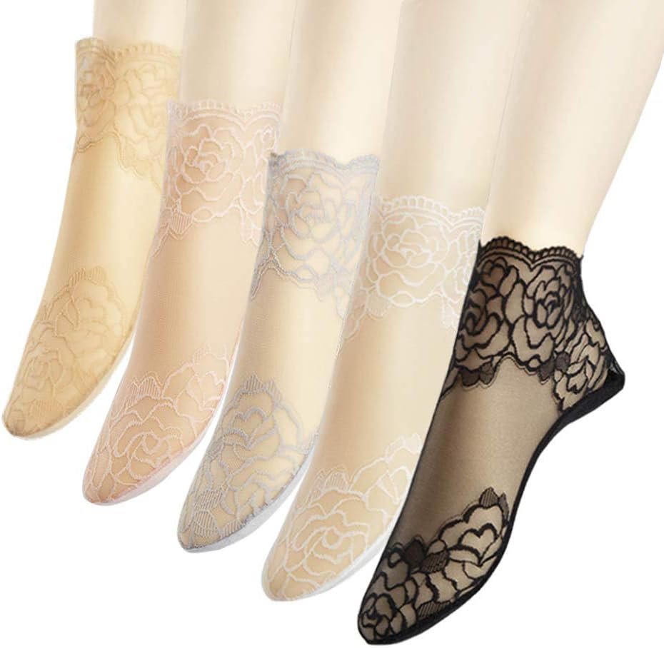 Lace Ankle Socks For Women - 5Pairs ruffle socks women - Fishnet Ankle Women Socks