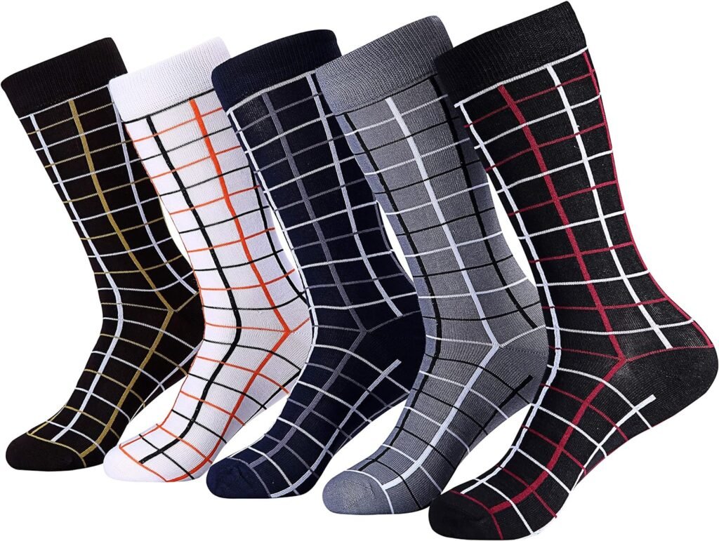 Marino Mens Patterned Dress Socks, Colorful Fun Socks, Fashion Cotton Socks - 5 Pack - Conventional Design Dress Socks