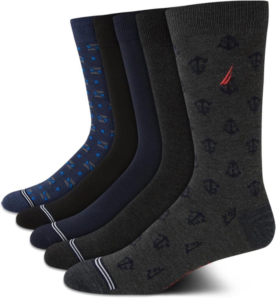 Nautica Mens Dress Socks - Lightweight Crew Socks (5 Pack)