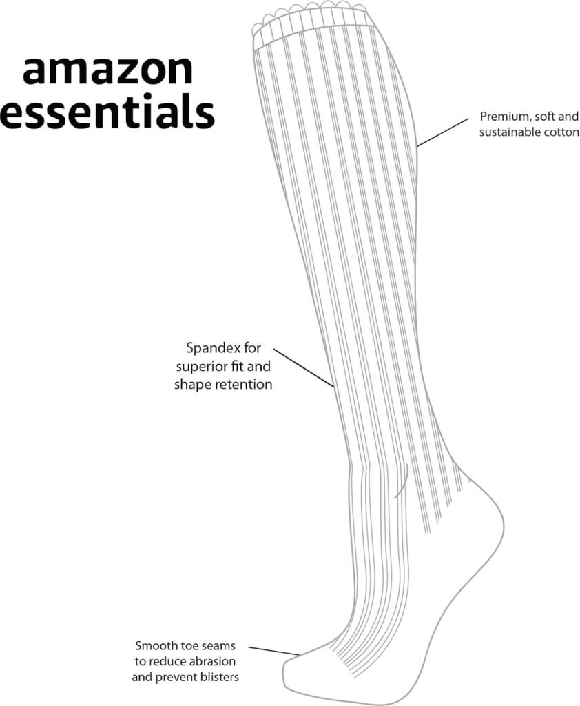 Amazon Essentials Womens Casual Cotton Knee High Socks, 4 Pairs