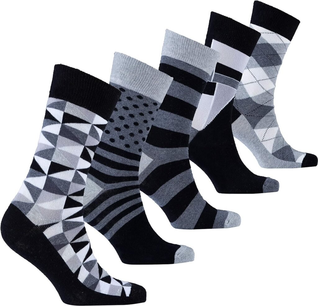 socks n socks-Mens 5pair Luxury Colorful Cotton Fun Novelty Dress Socks Gift Box