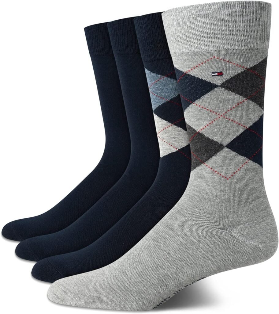 Tommy Hilfiger Mens Dress Socks - Lightweight Comfort Crew Sock (4 Pack)