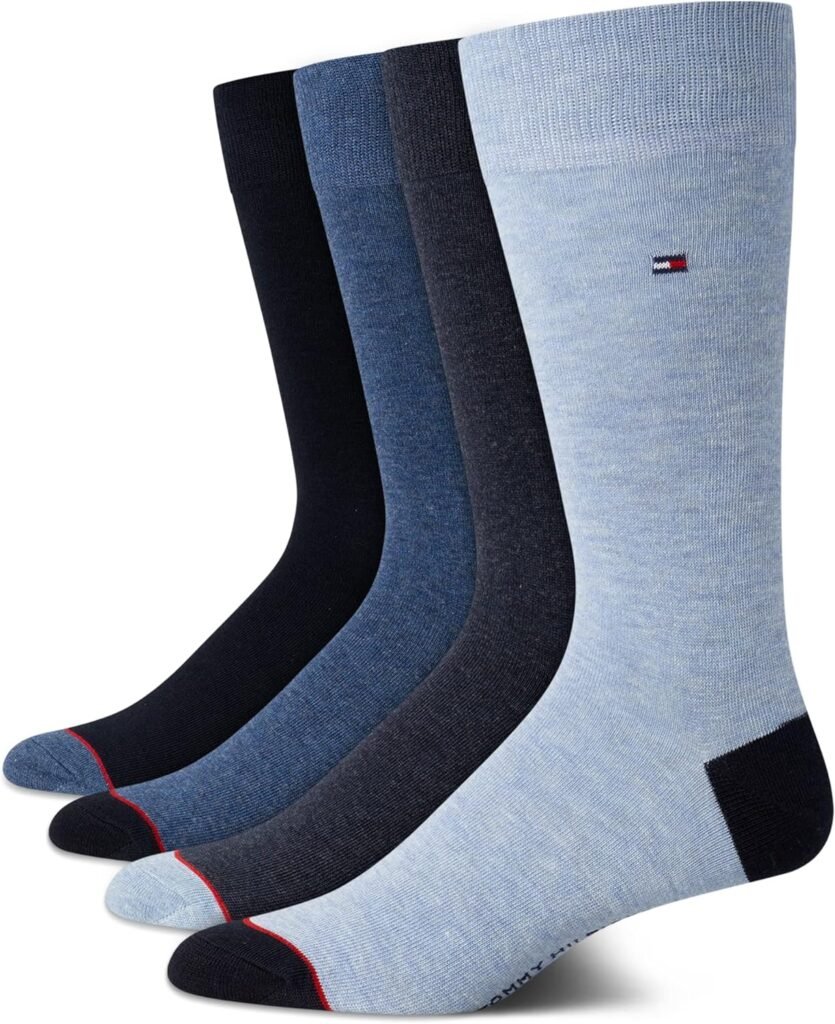 Tommy Hilfiger Mens Dress Socks - Lightweight Comfort Crew Sock (4 Pack)