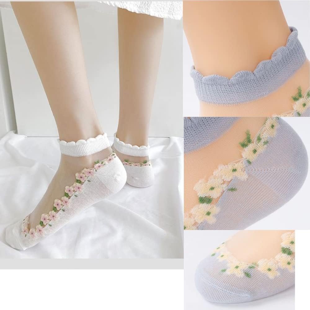Womens Floral Socks Vintage Low Cut Ankle Socks for Women Cotton Casual Crew Socks Gifts for Women(4/5/6/7/8/10 Pairs)
