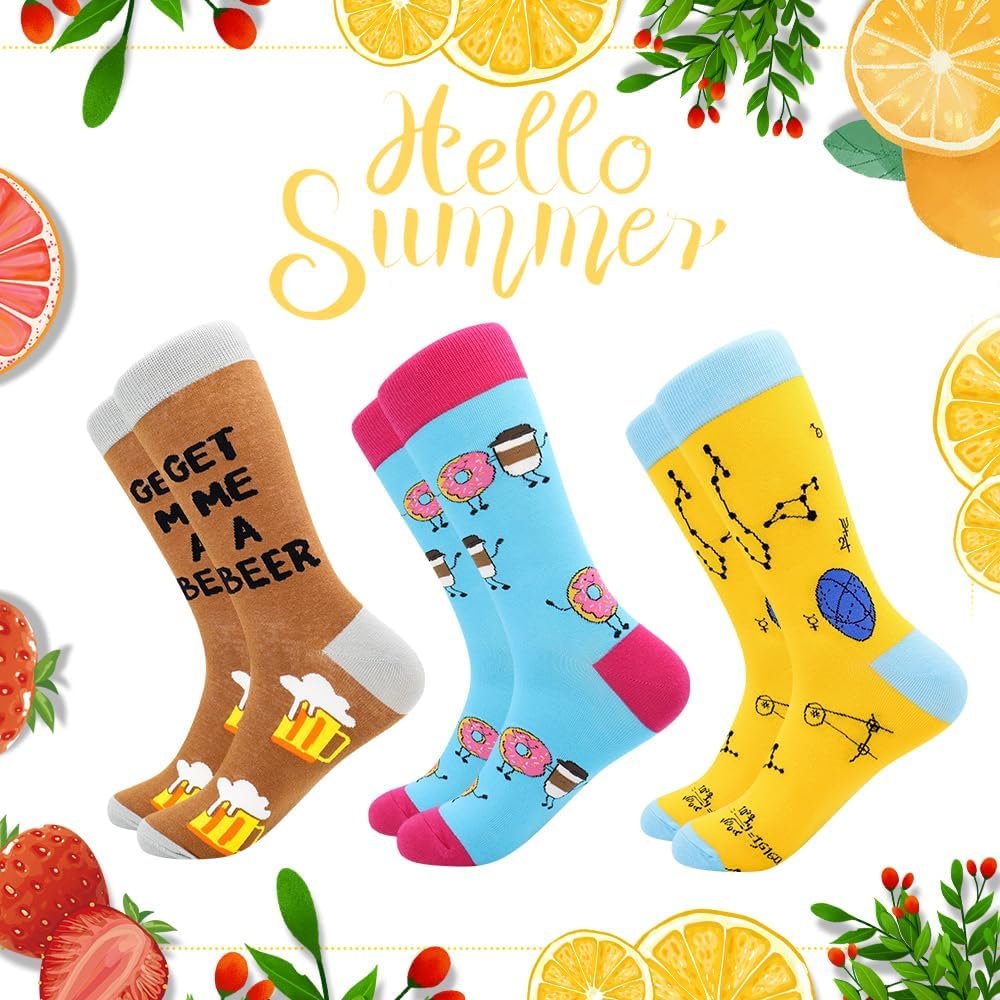 BONANGEL Funny Socks for Men  Women,Fun Socks,Crazy Colorful Cool Novelty Cute Dress Socks,Food Animal Space Socks