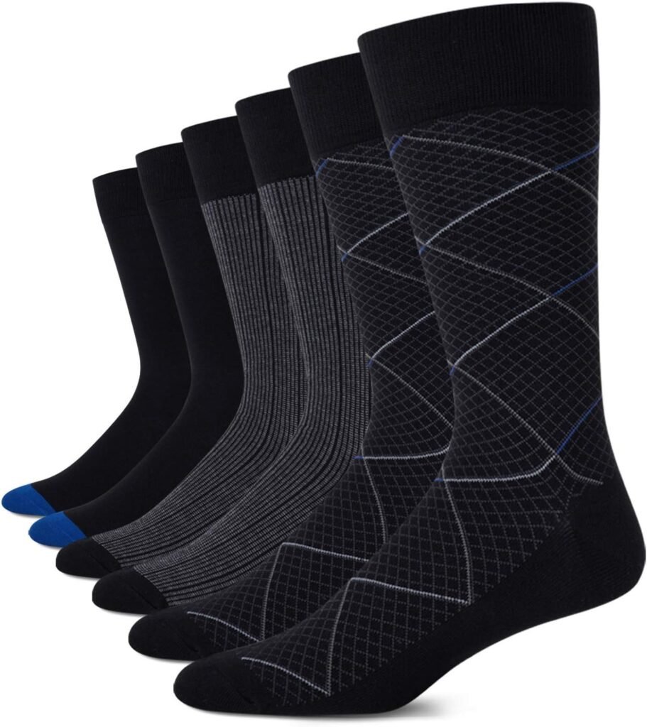 Cole Haan Mens Dress Socks - Luxurious Cotton Blend Trouser Crew Socks (6 Pack)