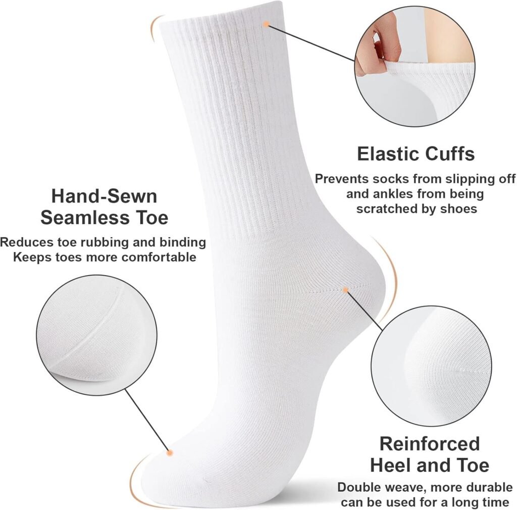 J-BOX Womens Cotton Crew Socks, Thin Soft Comfort Breathable Dress Socks, Above Ankle Crew Socks for Business, Casual.