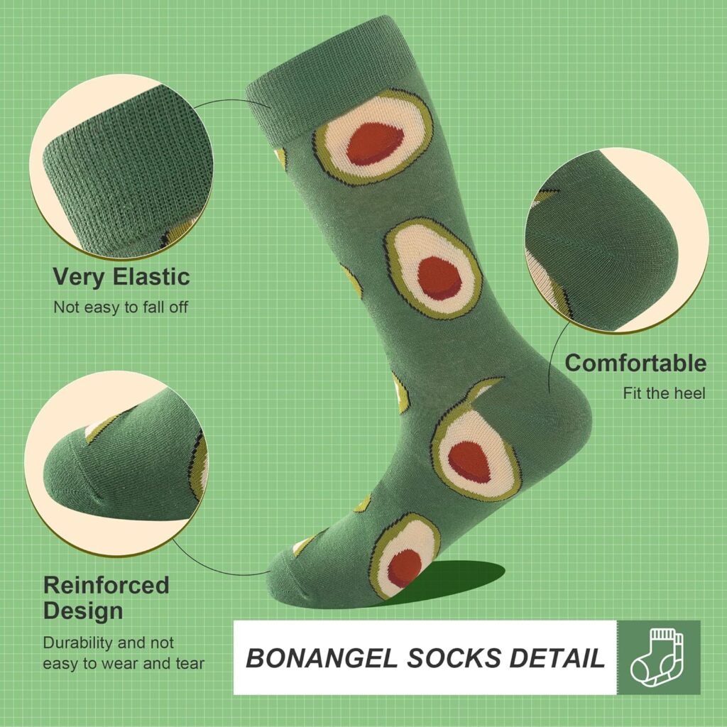 BONANGEL Funny Socks for Men  Women,Fun Socks,Crazy Colorful Cool Novelty Cute Dress Socks,Food Animal Space Socks