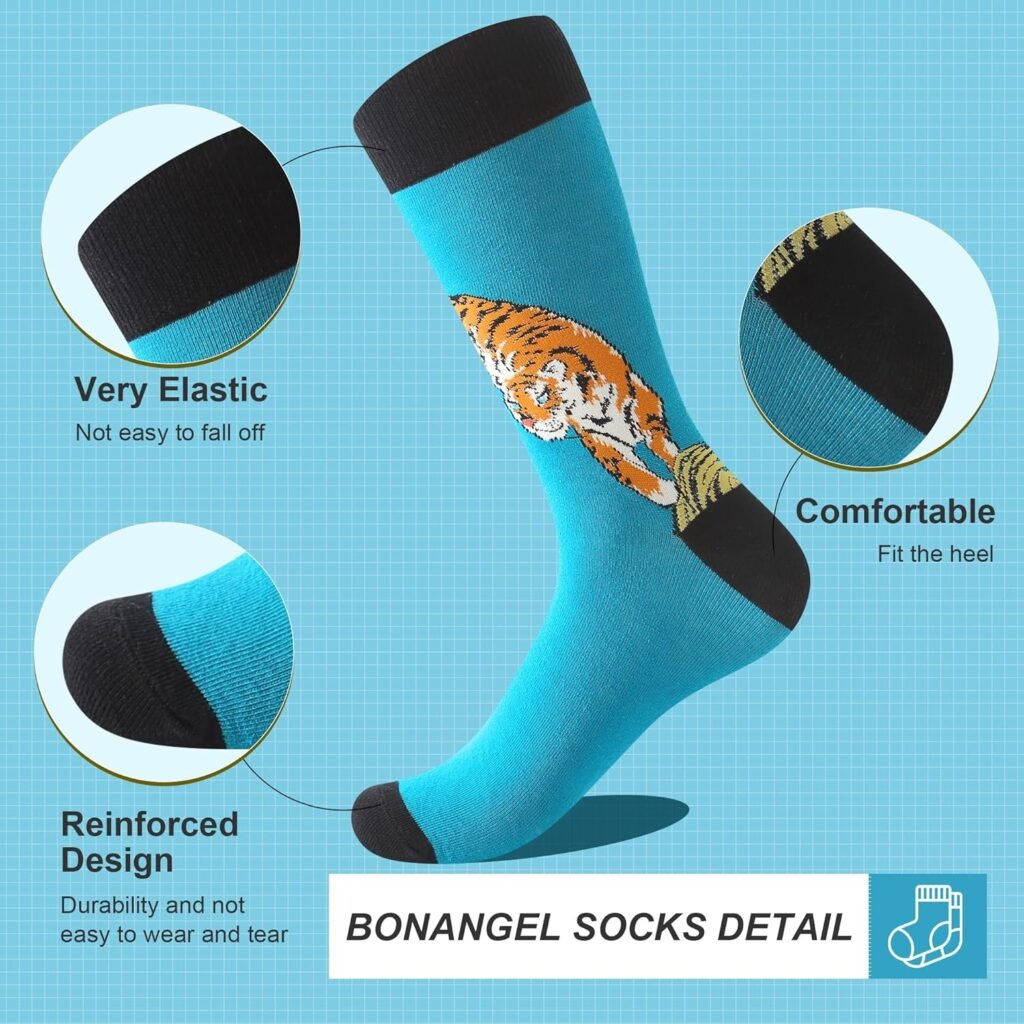 BONANGEL Funny Socks for Men  Women,Fun Socks,Crazy Colorful Cool Novelty Cute Dress Socks,Food Animal Space Socks