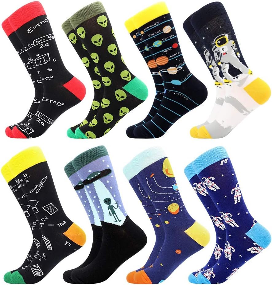 BONANGEL Funny Socks for Men  Women,Fun Socks,Crazy Colorful Cool Novelty Cute Dress Socks,Food Animal Space Socks