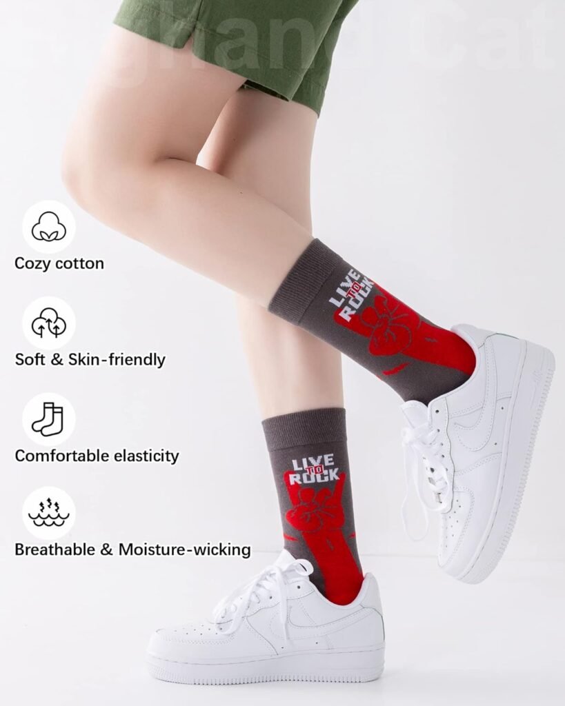 IIG Womens Fashion Cute Cotton Socks Novelty Funny Above Ankle Crew Socks Holiday Gifts for Women 4/5 Pairs