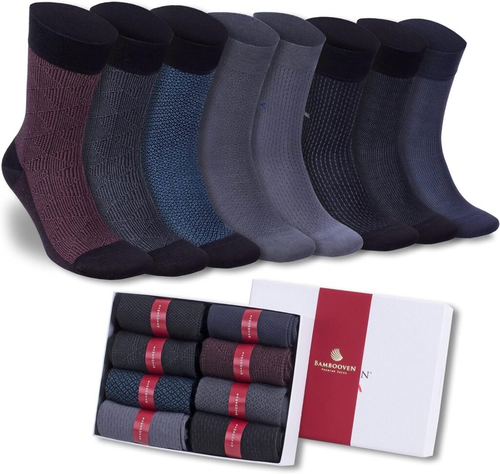 Men’s Lightweight Dress and Trouser Socks – Rayon Made From Bamboo, Odor Free  Breathable(3 or 8 pairs + Gift box)