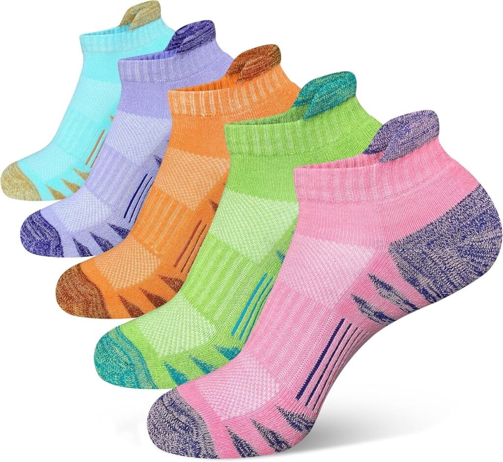 Womens Ankle Anti-blister Thick Cushioned Wicking Odor Resist Athletic Running Socks 5 Pairs