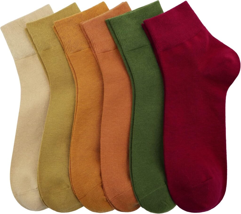 Womens Cotton Socks, Soft Thin Breathable Moisture Wicking Ankle Crew Casual Socks 6 Pairs