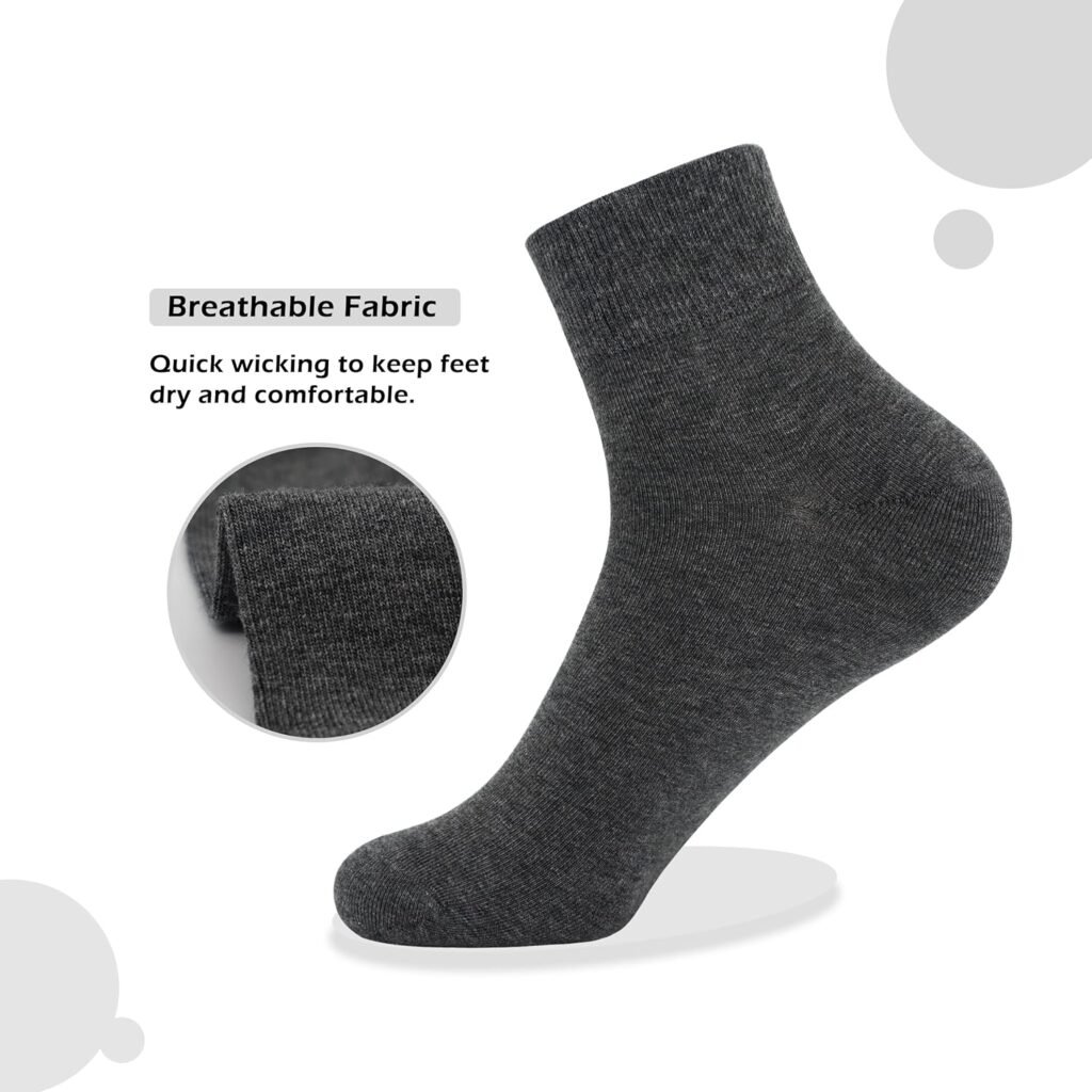 Womens Cotton Socks, Soft Thin Breathable Moisture Wicking Ankle Crew Casual Socks 6 Pairs